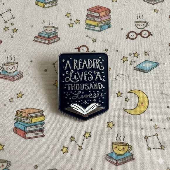 Bookish Accessories - Reader Navy Blue Enamel Pin - A Reader Lives a Thousand Lives